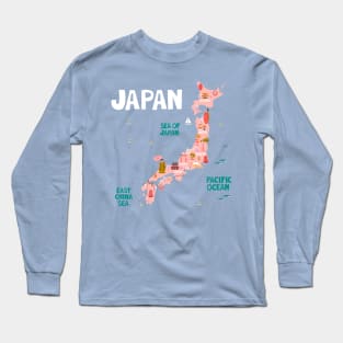 Japan Illustrated Map Long Sleeve T-Shirt